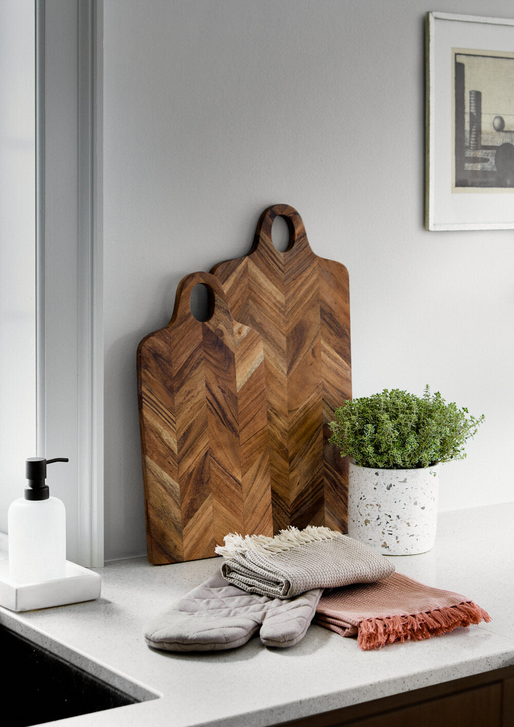 Sæbedispenser med marmor effekt - hvid